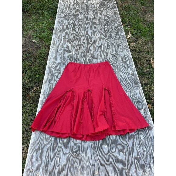 Allison Taylor Womens Skirt Sz Medium Dark‎ Red Flair Fairy Ruffled Fall Spring - Picture 3 of 6